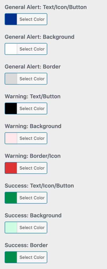 Design Upgrade Pro color options for alerts