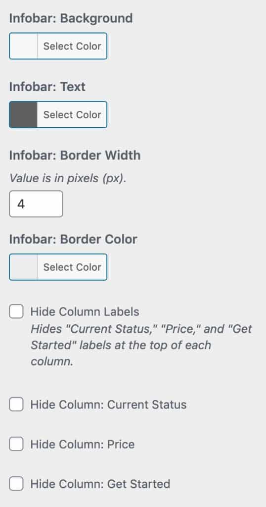 Design Upgrade Pro infobar options in Customizer